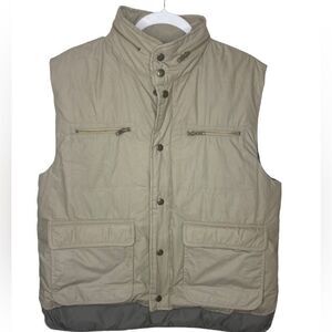 SKOR Puffer Down Blend Men’s Sz Lrg Tan Hooded Outdoor Walking Warm Cotton Vest